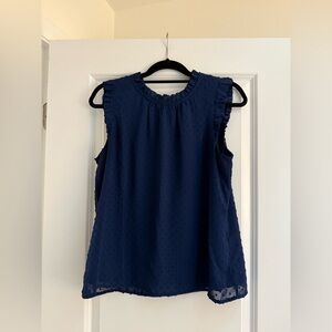 J. Crew Navy Ruffle Sleeve Blouse